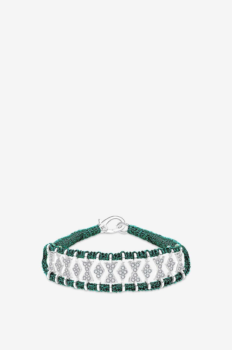 VAN DEN ABEELE PARIS Buzios Emerald lurex and silver bracelet with moissanite Women GREEN 1