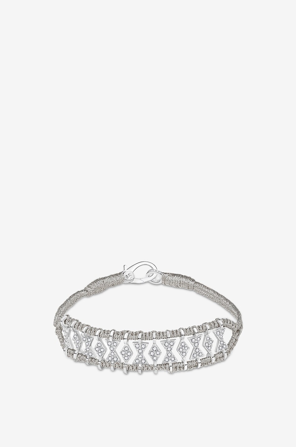 VAN DEN ABEELE PARIS Armband aus Lurex und Silber mit Moissanit Buzios Gris Damen GRAU 1