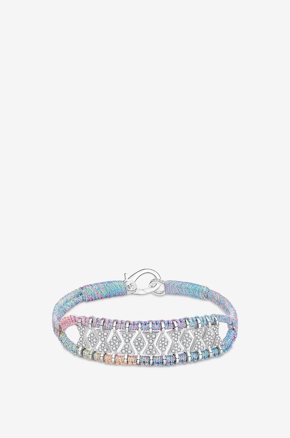 Buzios Multi lurex and silver bracelet with moissanite