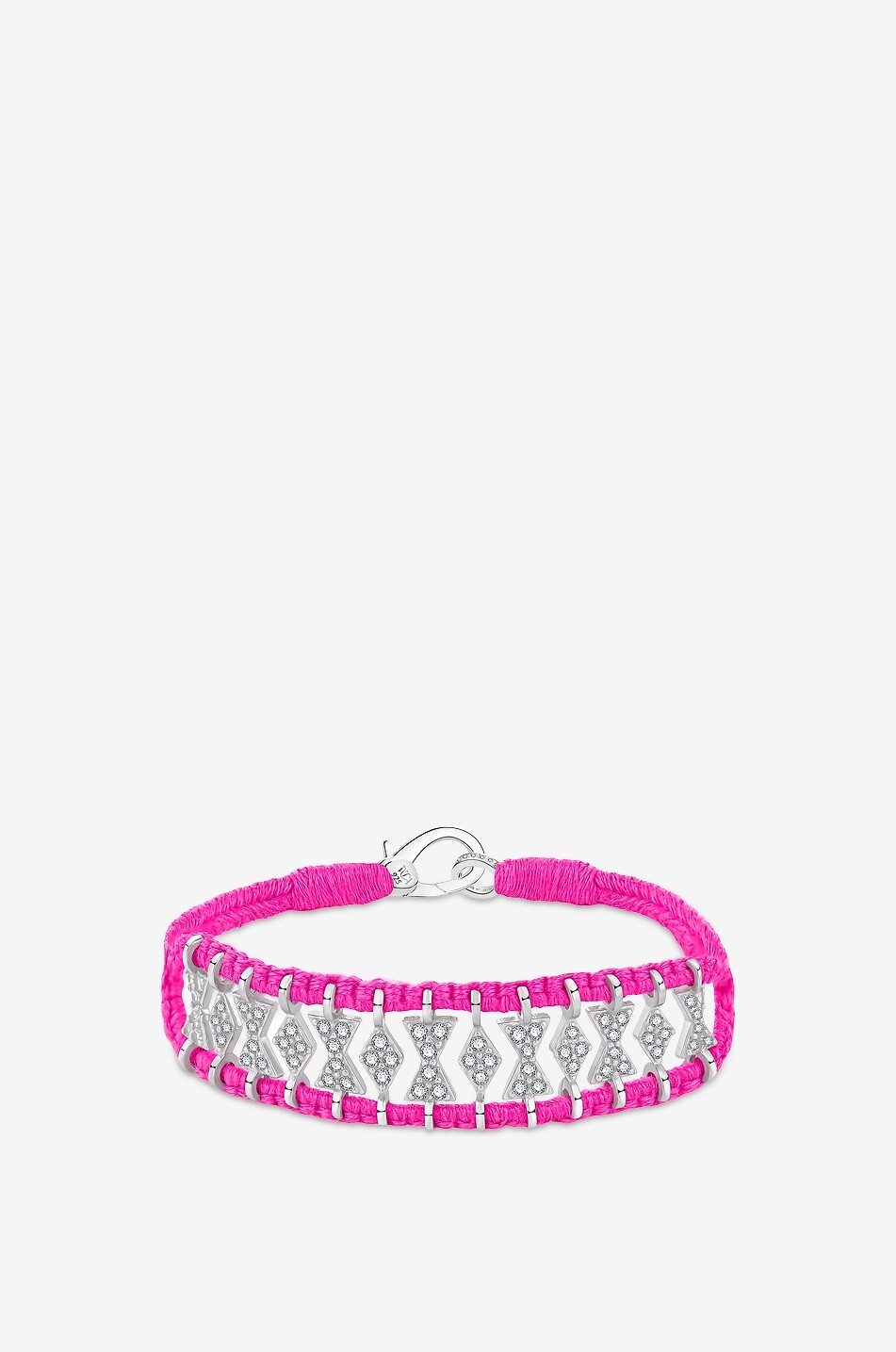 Armband aus Lurex und Silber mit Moissanit Buzios Neon Pink