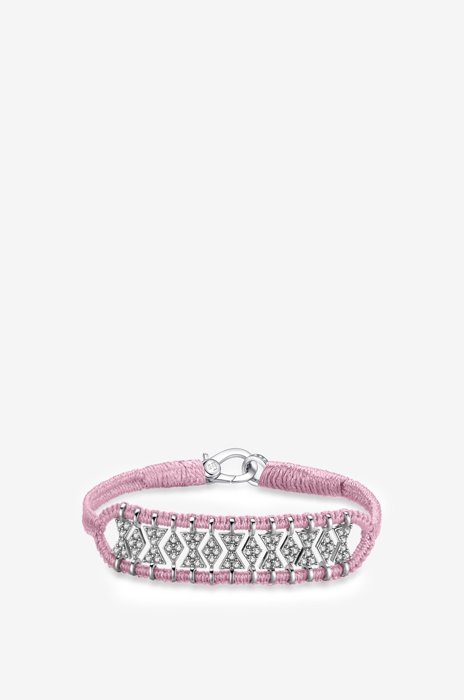 VAN DEN ABEELE PARIS Buzios Rose lurex and silver bracelet with moissanite Women PINK 1