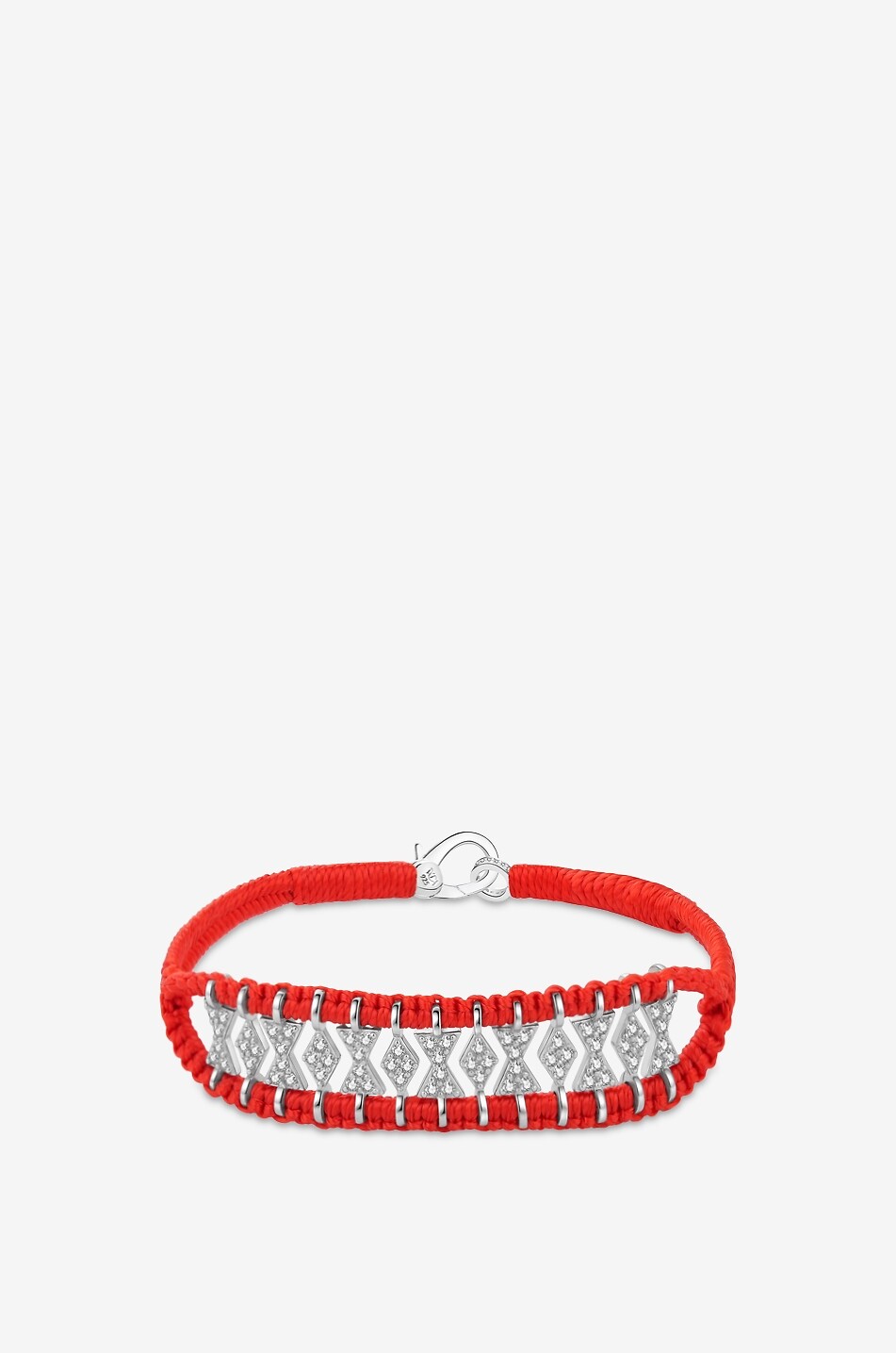 VAN DEN ABEELE PARIS Armband aus Lurex und Silber mit Moissanit Buzios Rouge Damen ROT 1