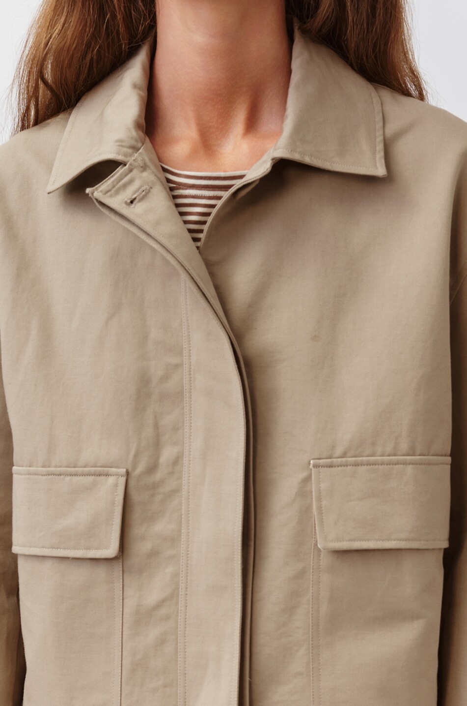 DIEGA Bacito cotton and linen shirt collar lightweight jacket Women BEIGE 4