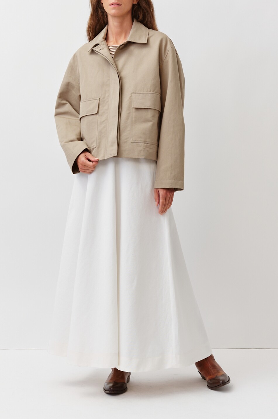 DIEGA Bacito cotton and linen shirt collar lightweight jacket Women BEIGE 2