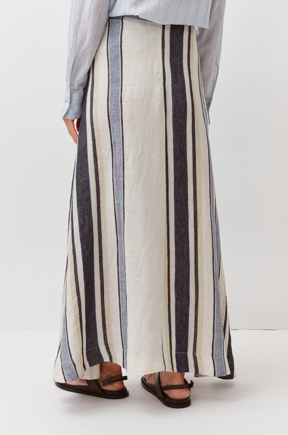 DIEGA Jupe longue rayée en lin Jamao Femme BLANC 3