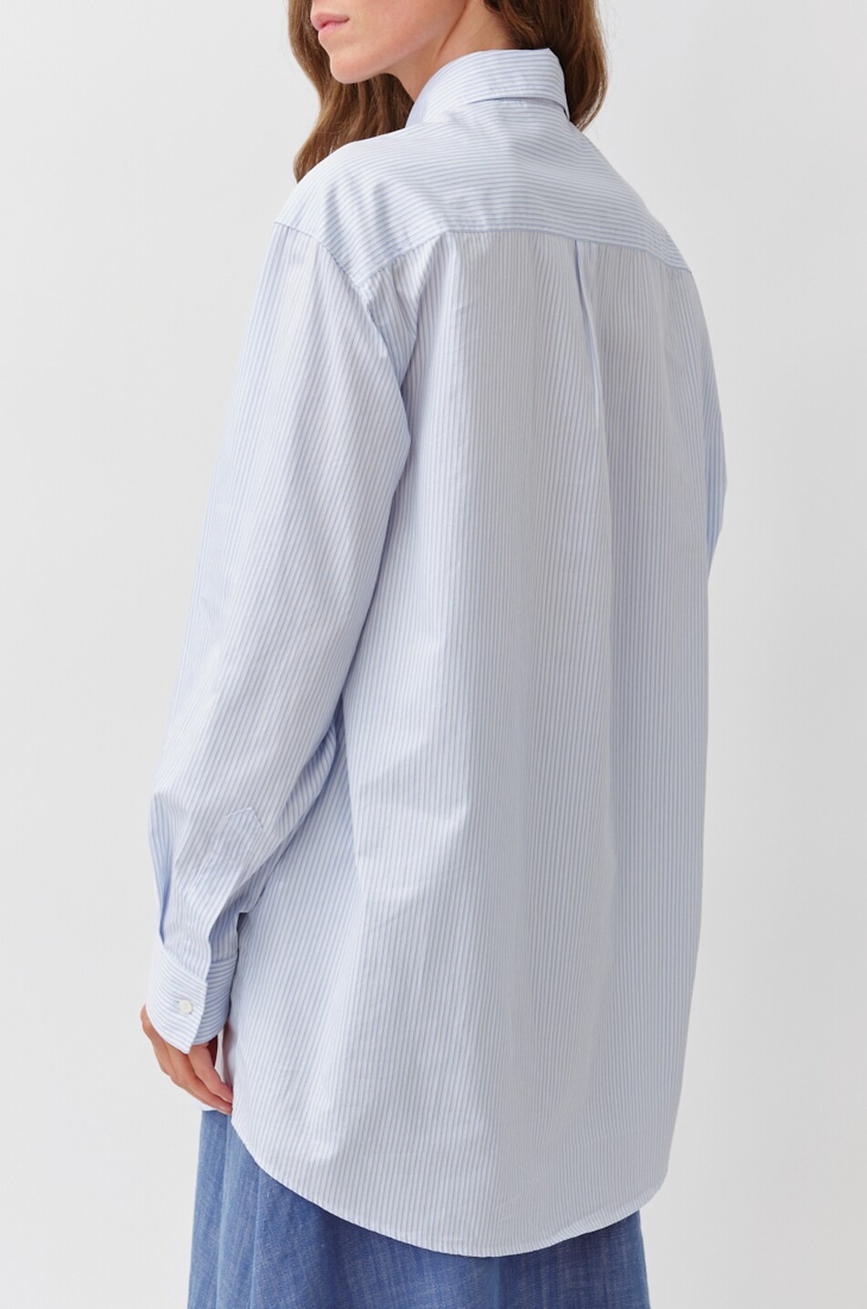 DIEGA Camela striped cotton poplin oversized shirt Women LIGHT BLUE 3