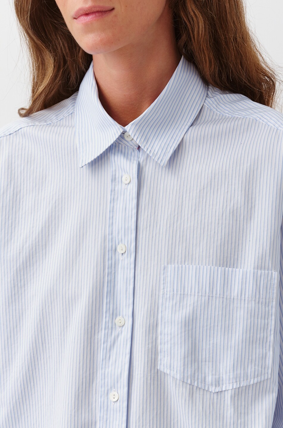 DIEGA Camela striped cotton poplin oversized shirt Women LIGHT BLUE 4