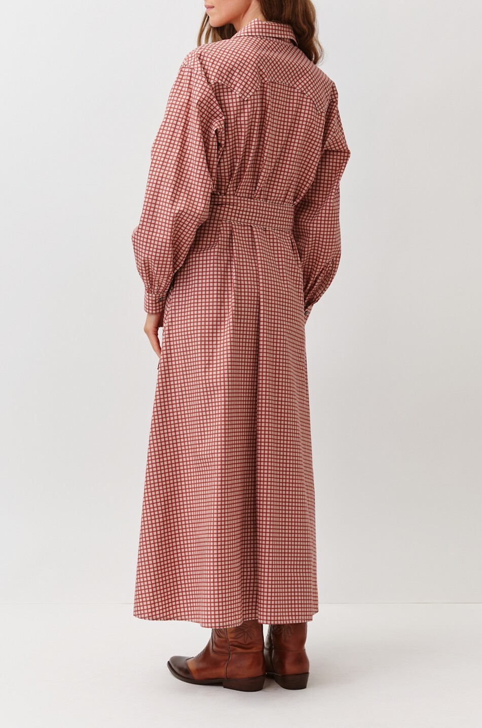 DIEGA Ravia belted mid-length cotton shirt dress Women RED 3