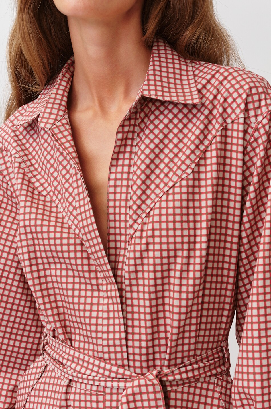 DIEGA Ravia belted mid-length cotton shirt dress Women RED 4