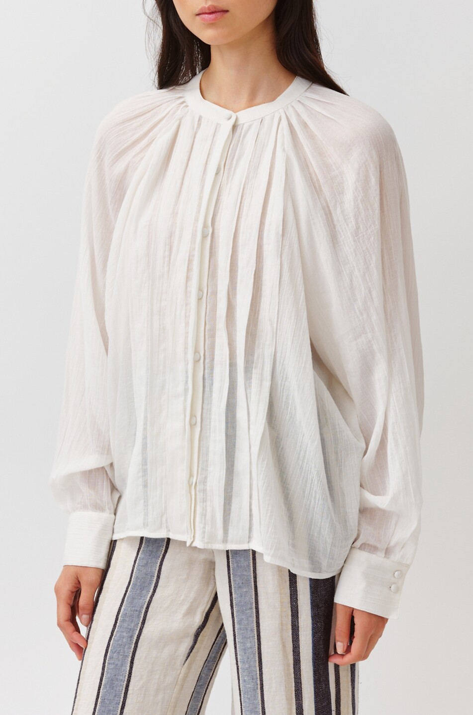 DIEGA Celestio round-neck batwing-sleeve shirt Women WHITE 4
