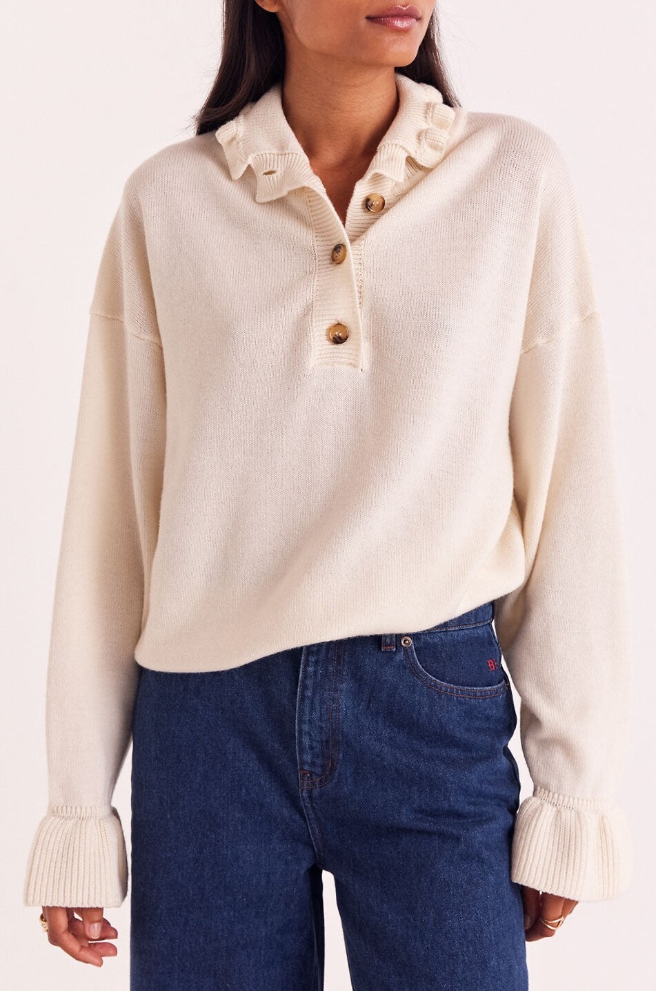 BALZAC PARIS Pauline woll jumper with button-down stand-up collar Women EGGSHELL 2