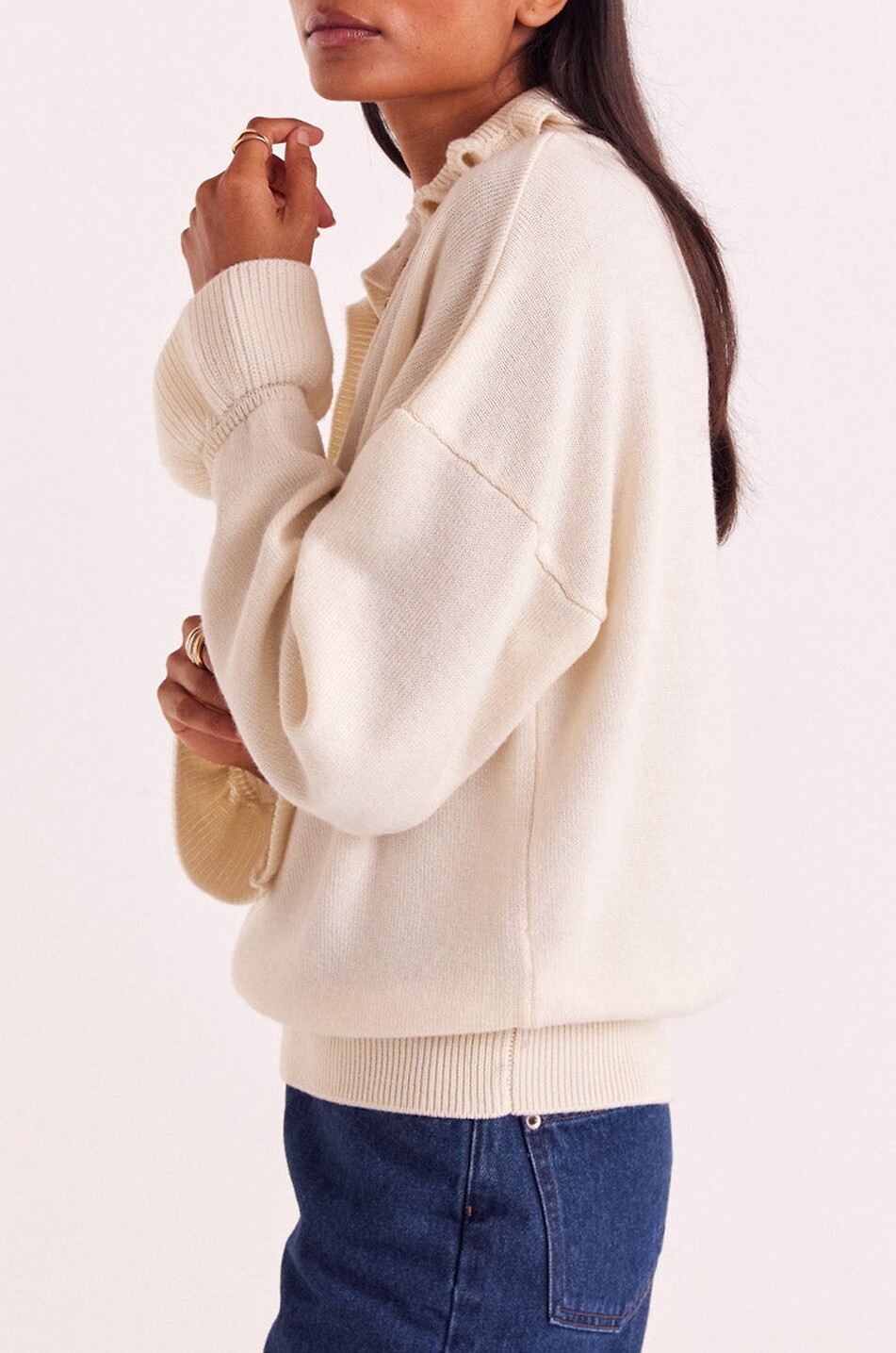 BALZAC PARIS Pauline woll jumper with button-down stand-up collar Women EGGSHELL 4