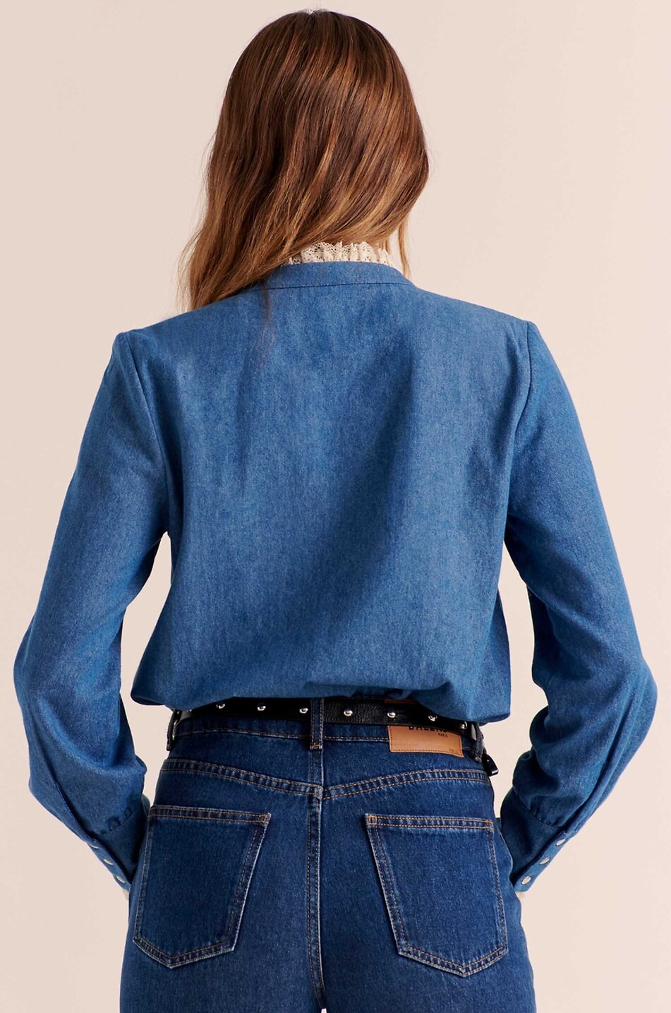 BALZAC PARIS Leopoldine denim and lace shirt Women BLUE 3