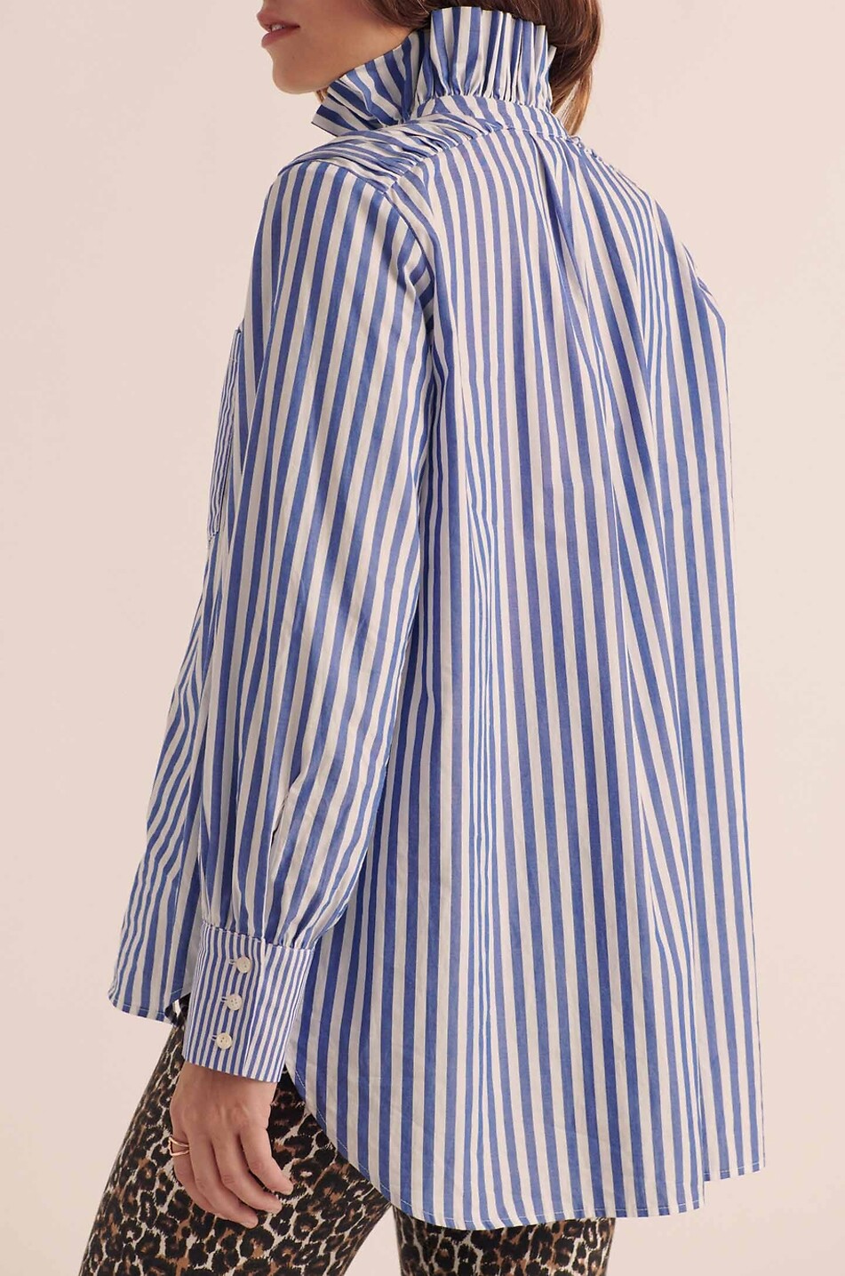BALZAC PARIS Leonor oversized striped poplin shirt Women BLUE 2