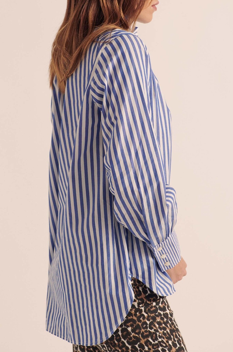 BALZAC PARIS Leonor oversized striped poplin shirt Women BLUE 4