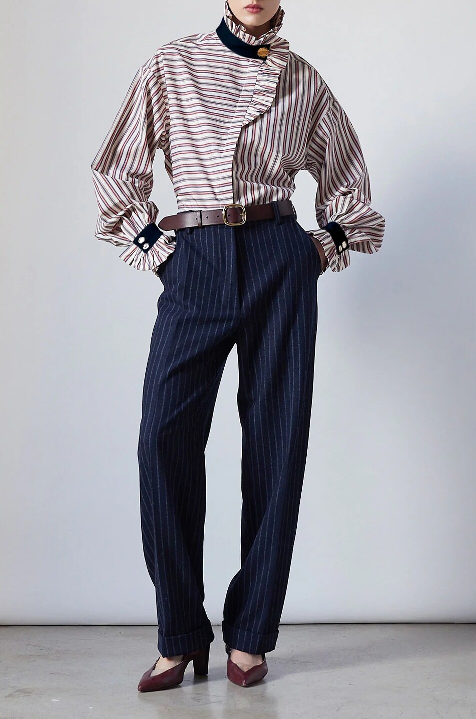 THE LABEL EDITION Popeline-Hemd mit Volantkragen Ezra Damen DUNKELBLAU 2