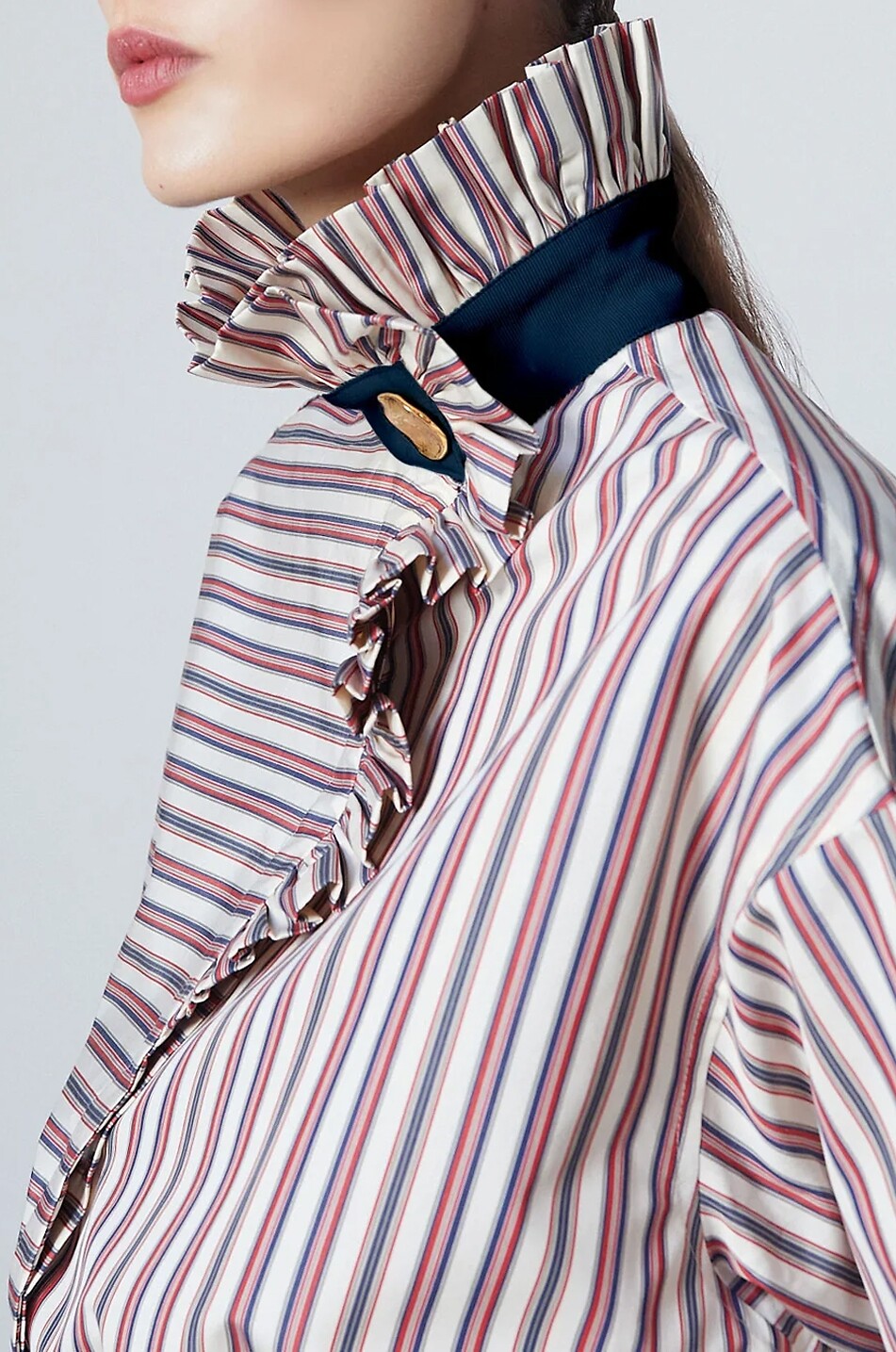 THE LABEL EDITION Popeline-Hemd mit Volantkragen Ezra Damen DUNKELBLAU 3