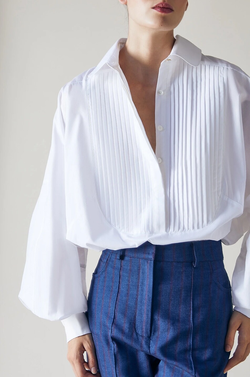 THE LABEL EDITION Hemd aus Popeline mit Biesenlatz Gatsby Damen WEISS 3