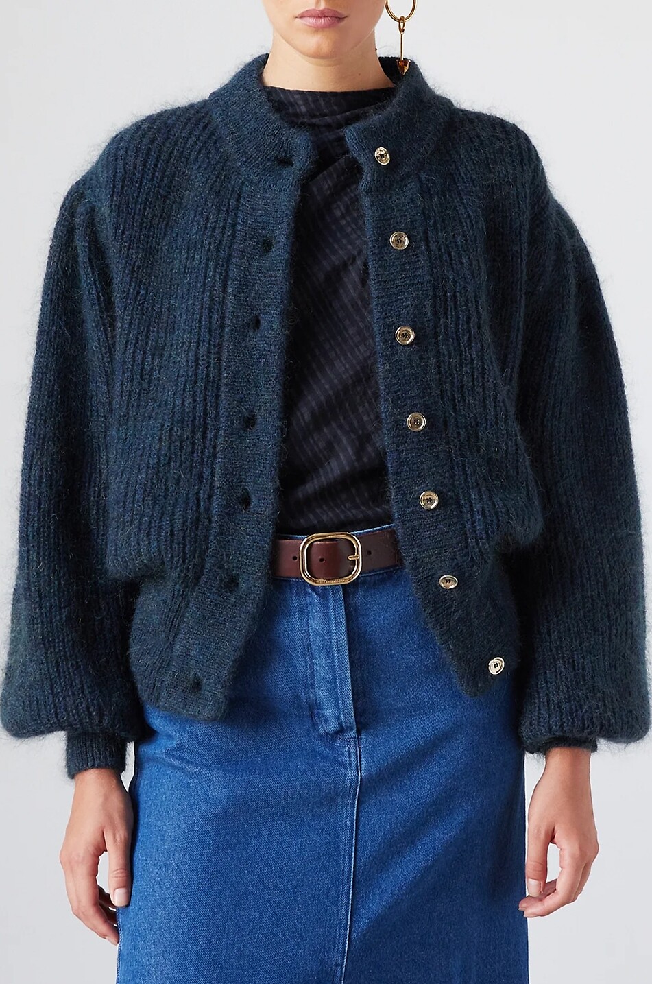 Leandra mohair blend puff sleeve cardigan - THE LABEL EDITION