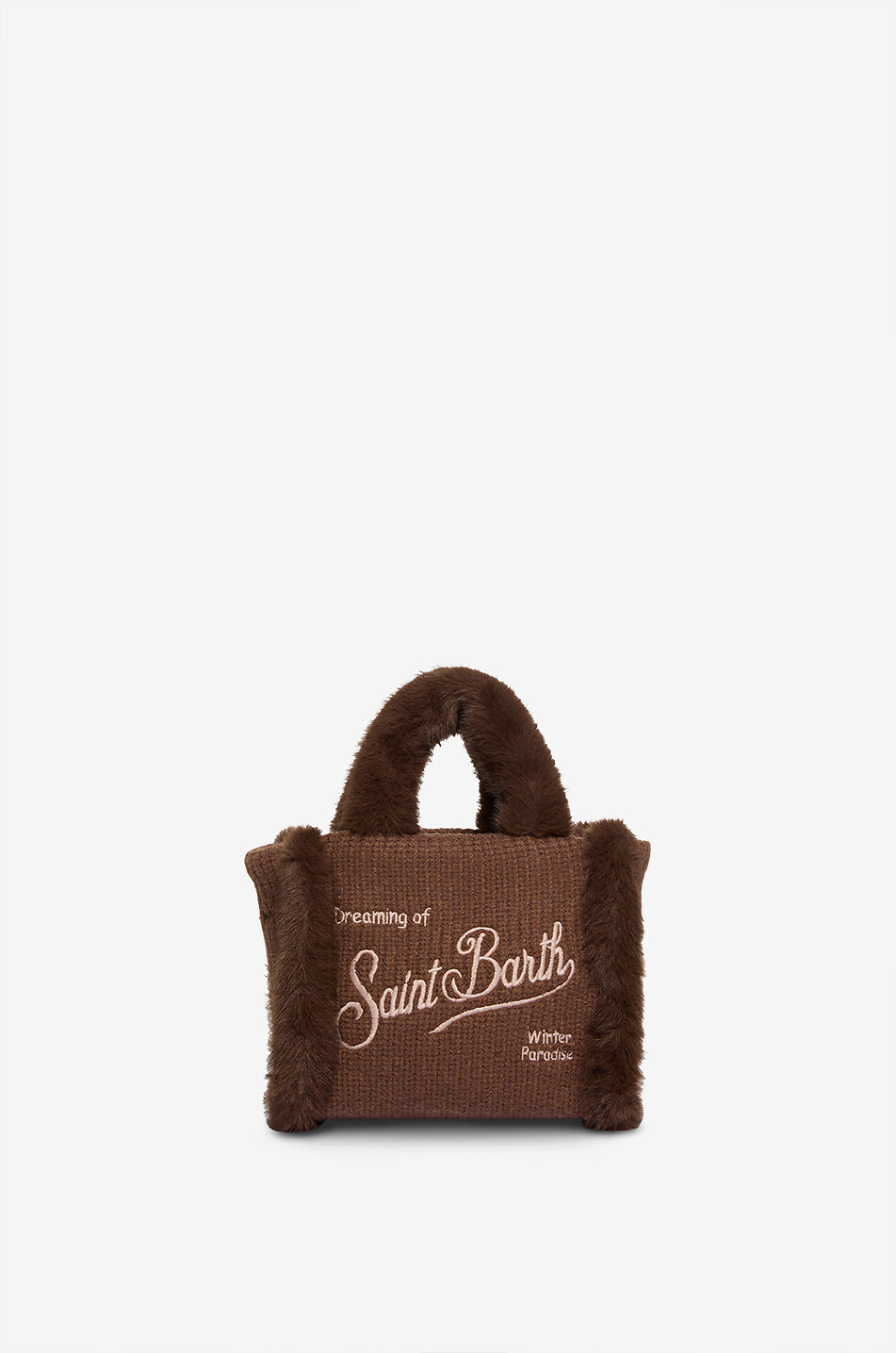 MC2 SAINT BARTH Vanity Mini knit and faux shearling tote bag Women BROWN 1