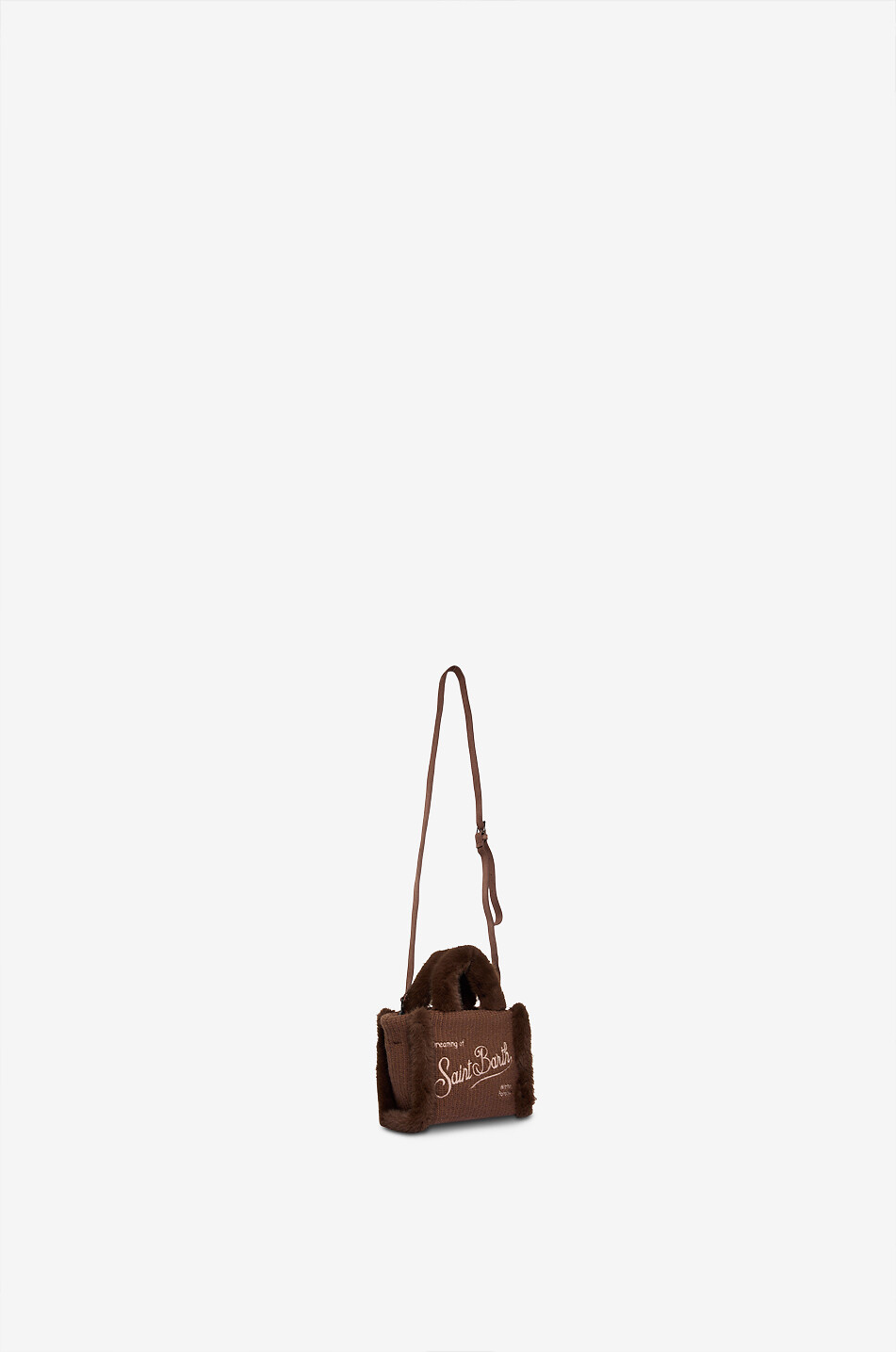 MC2 SAINT BARTH Vanity Mini knit and faux shearling tote bag Women BROWN 5