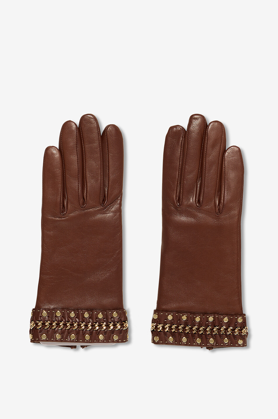 AGNELLE Handschuhe aus Leder mit Kettendetails Siloe Damen COGNAC 1