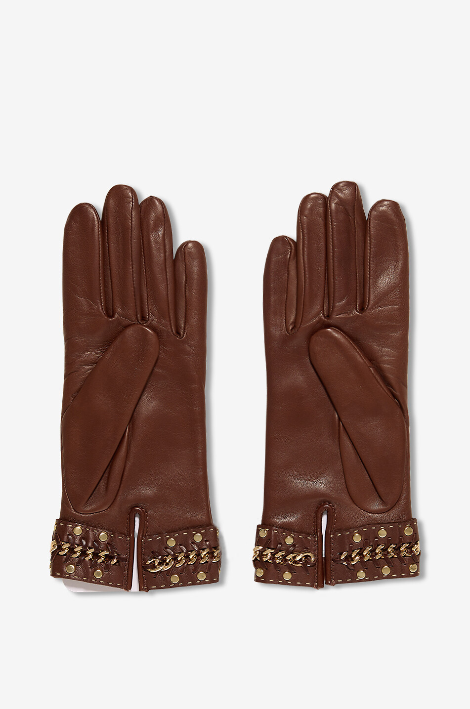 AGNELLE Handschuhe aus Leder mit Kettendetails Siloe Damen COGNAC 2