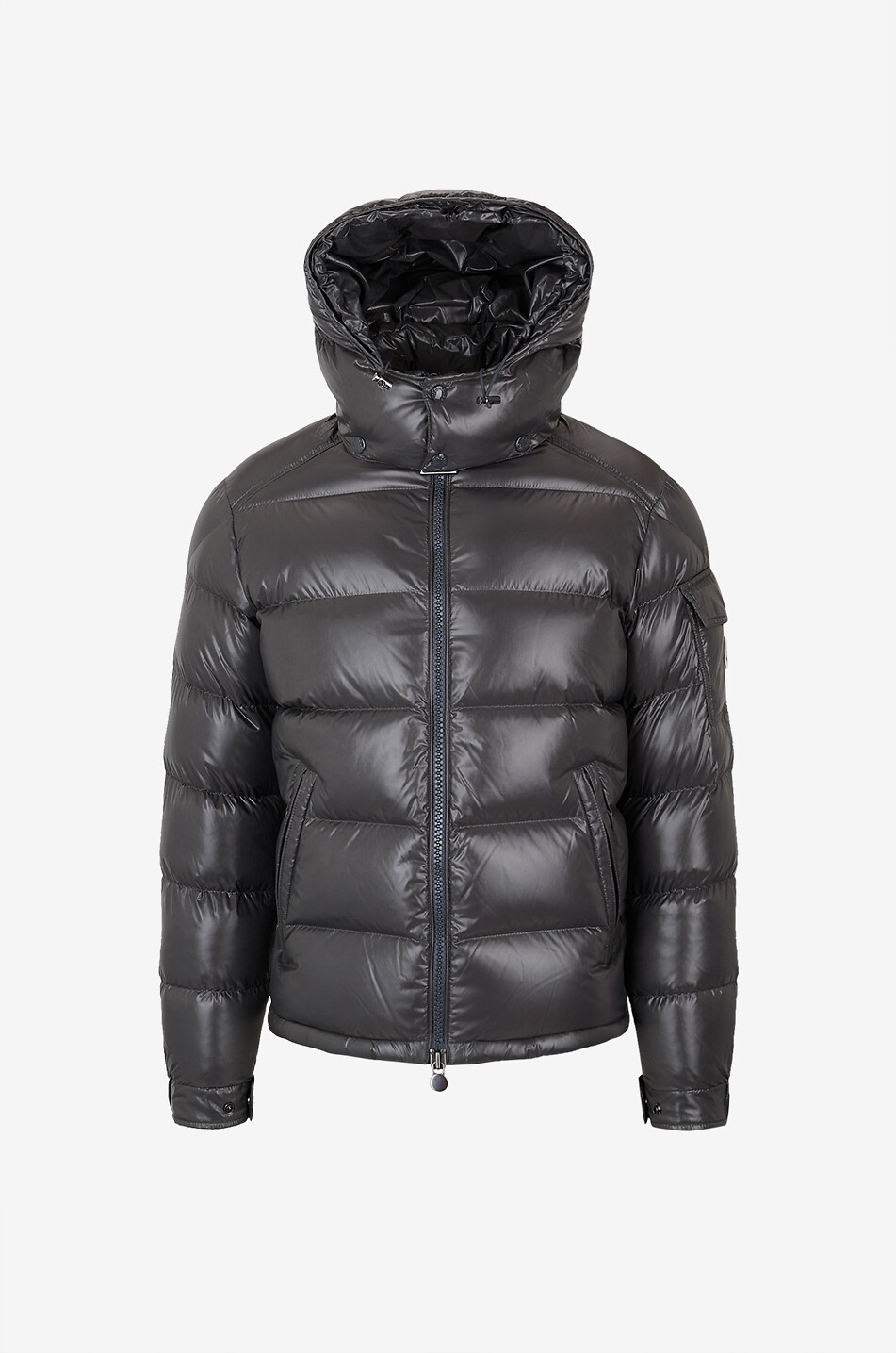 Kurze Kapuzendaunenjacke aus Lack-Nylon Moncler Maya