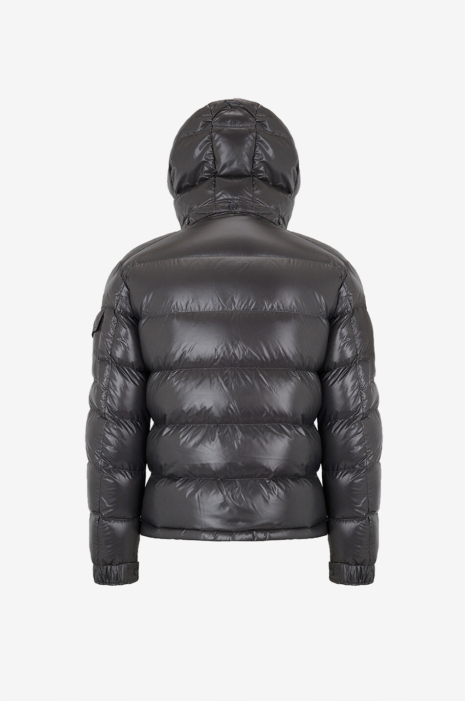 MONCLER Kurze Kapuzendaunenjacke aus Lack-Nylon Moncler Maya Herren MITTELGRAU 2