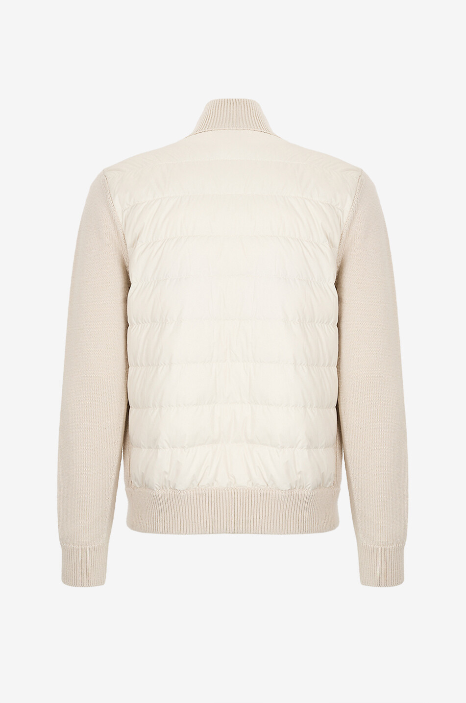 MONCLER Cardigan zippé en laine et cuir à dos matelassé Homme BEIGE 2