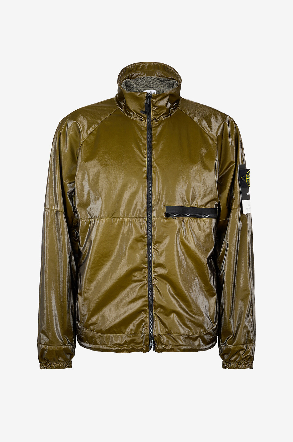 STONE ISLAND Kurze Bomberjacke mit Stehkragen Q100025 Shiny Stretch Nylon-TC Herren DUNKELGRÜN 1
