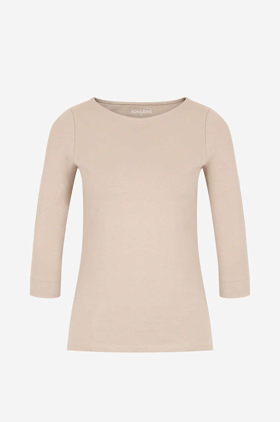 T-Shirt mit U-Boot-Ausschnitt und Dreiviertel-Ärmeln