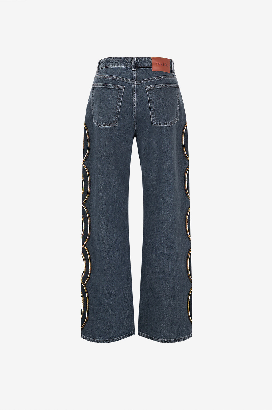 TRESSE PARIS Pouja wide-leg denim jeans with braided details Women DARK GREY 2