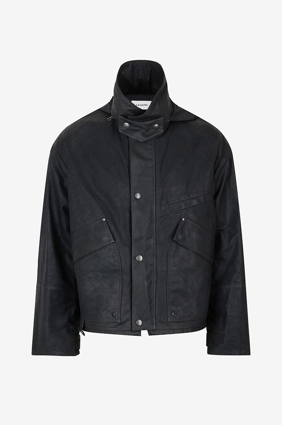 Short rain jacket in resin-coated cotton - LEMAIRE - BLACK