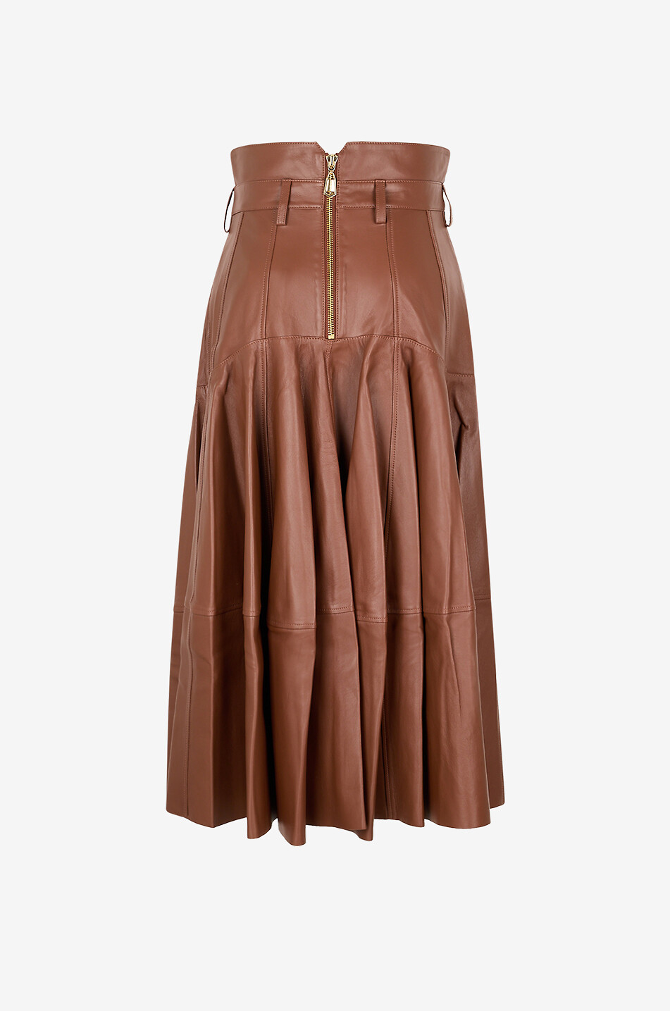 ZIMMERMANN Hypnotic nappa leather midi skirt Women LIGHT BROWN 2