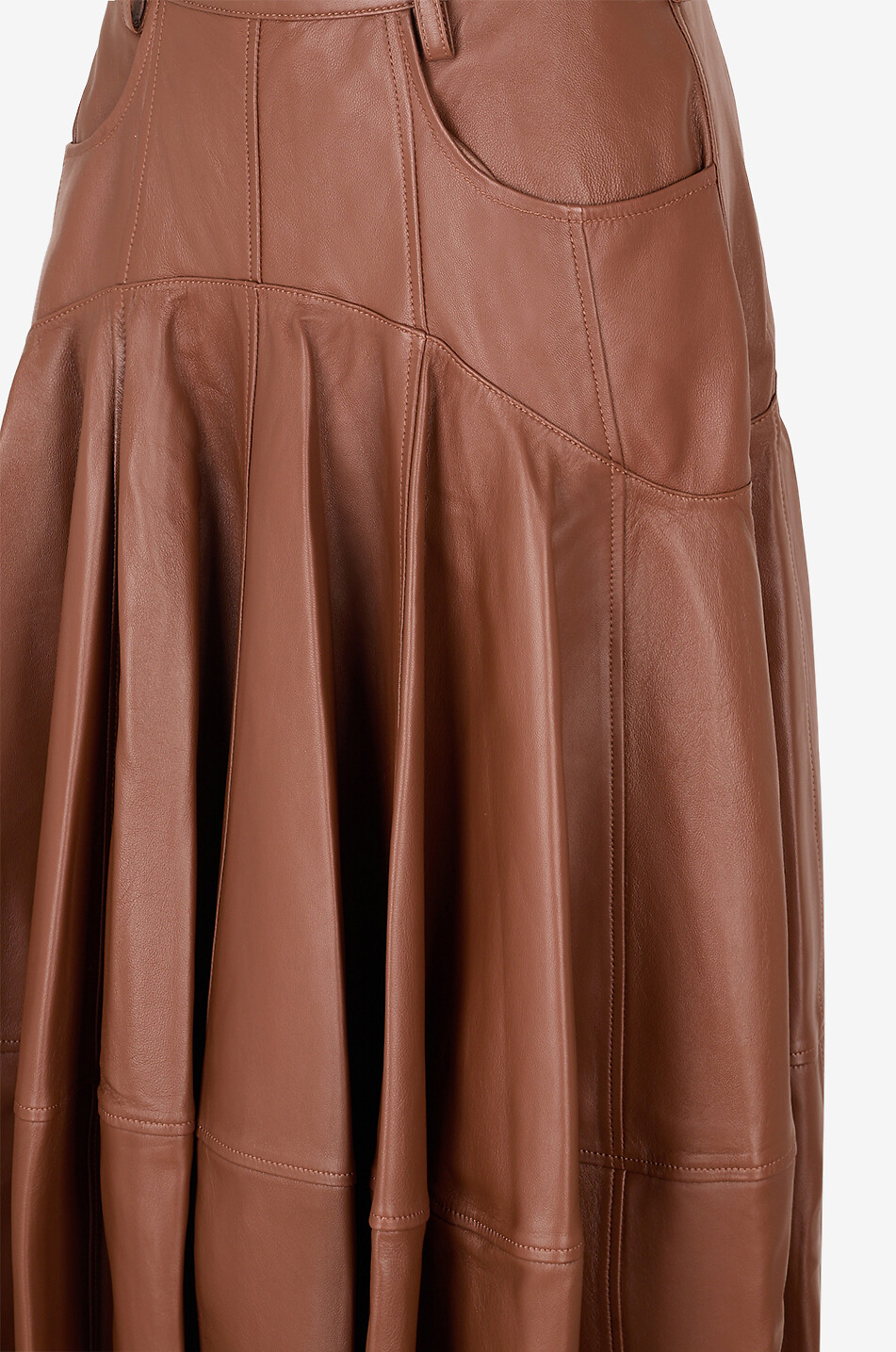 ZIMMERMANN Hypnotic nappa leather midi skirt Women LIGHT BROWN 3