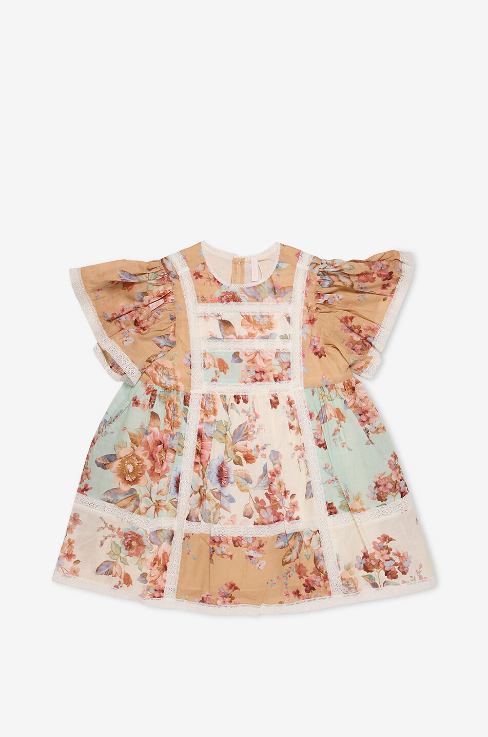 Awaken patchwork pattern girls' voile and lace dress