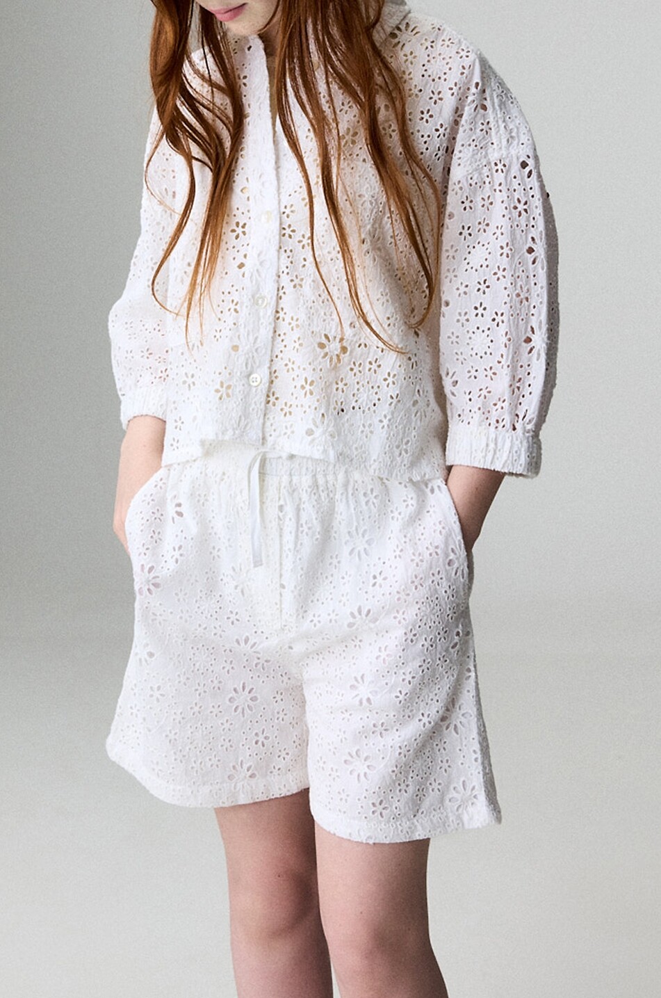 BELLEROSE Short en coton à broderies anglaises fille Kate Fille BLANC 3