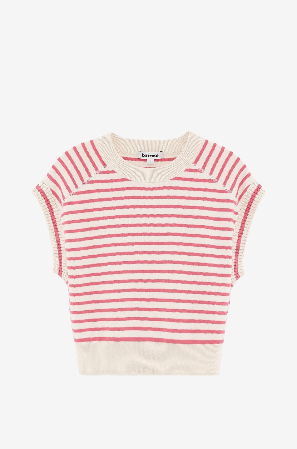 BELLEROSE Pull rayé à manches courtes en coton fille Angide Fille ROSE 1