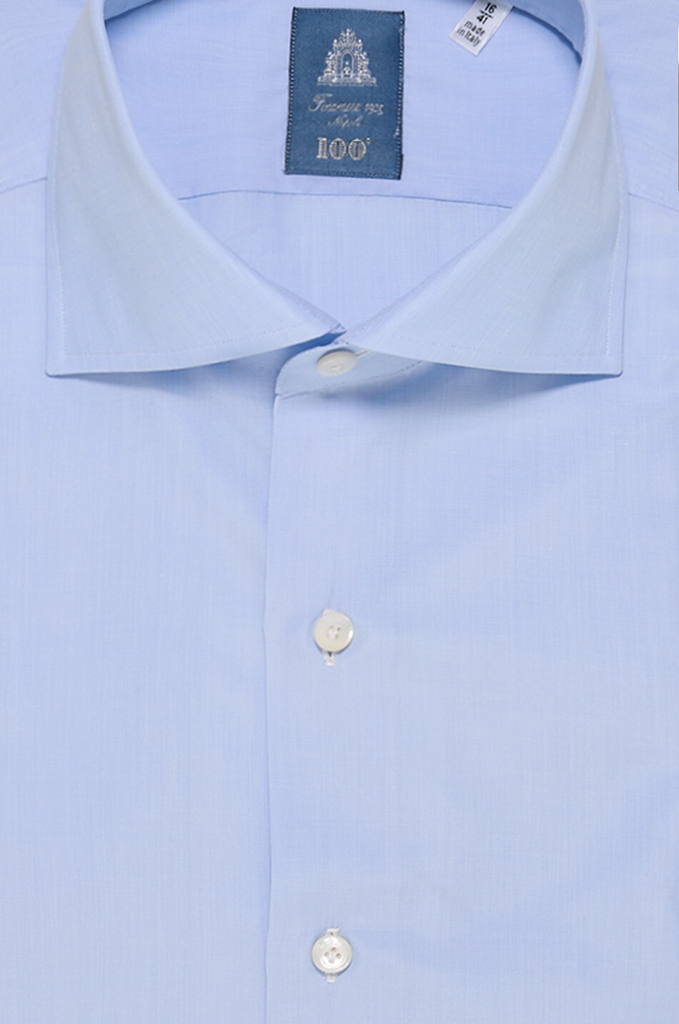 FINAMORE Chemise à col italien en popeline Napoli Fit Homme BLEU CLAIR 2