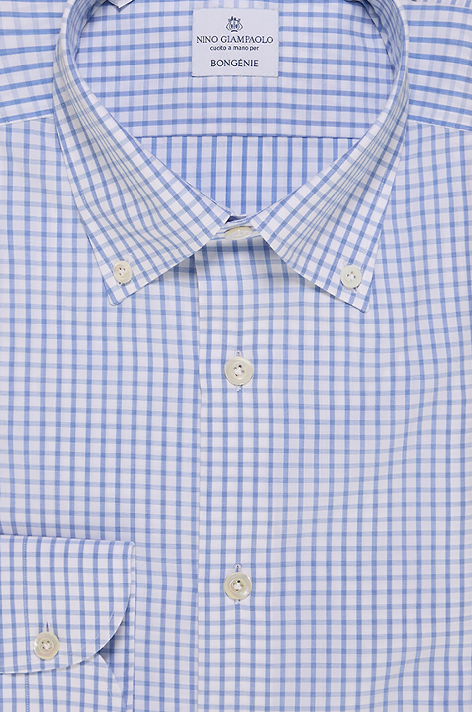 NINO GIAMPAOLO Chemise à col américain en popeline à carreaux Homme BLEU MOYEN 2