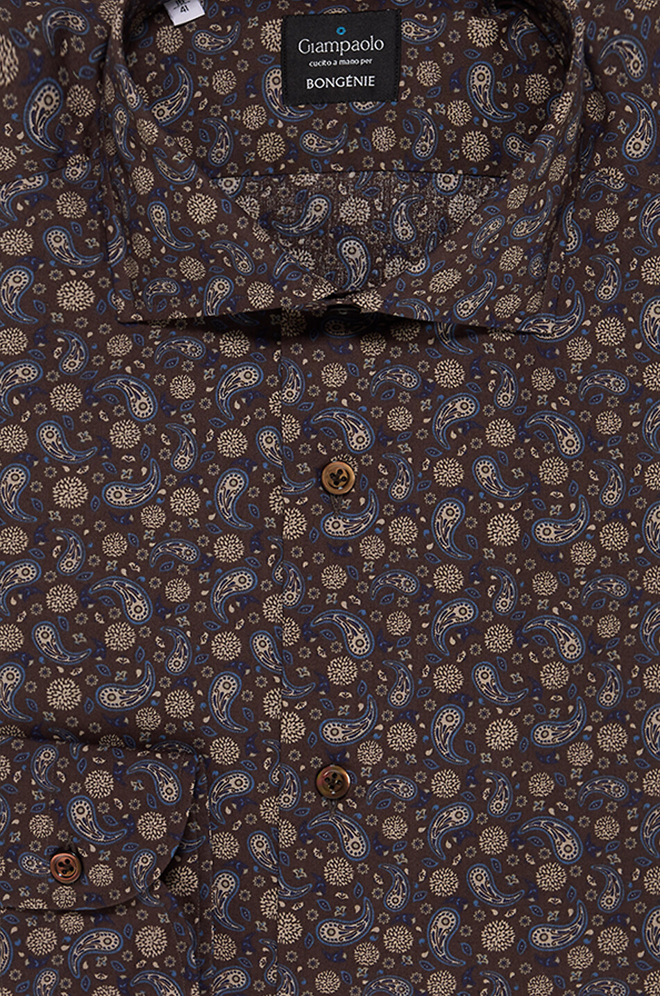 GIAMPAOLO Leichtes Baumwollhemd mit Paisleyprint Herren DUNKELBRAUN 2