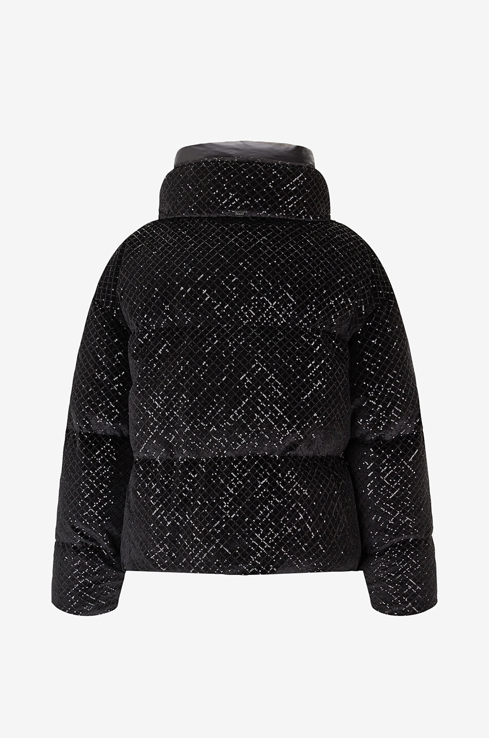 HERNO Kurze Boxy-Daunenjacke aus Samt mit Pailletten Damen SCHWARZ 2