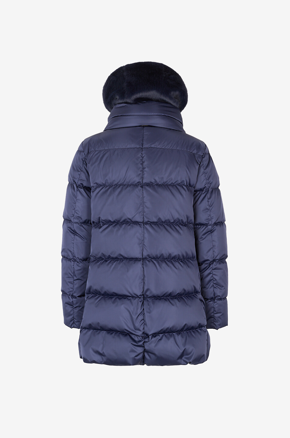 HERNO Parka mi-longue à capuche avec fourrure synthétique Femme BLEU FONCE 2