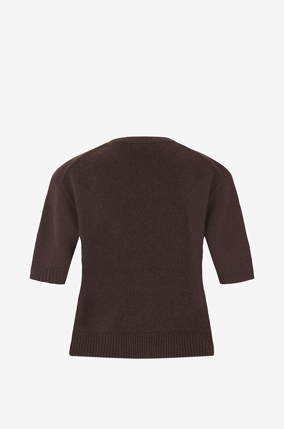 THEORY Cropped short-sleeved cashmere jumper Women DARK BROWN 2
