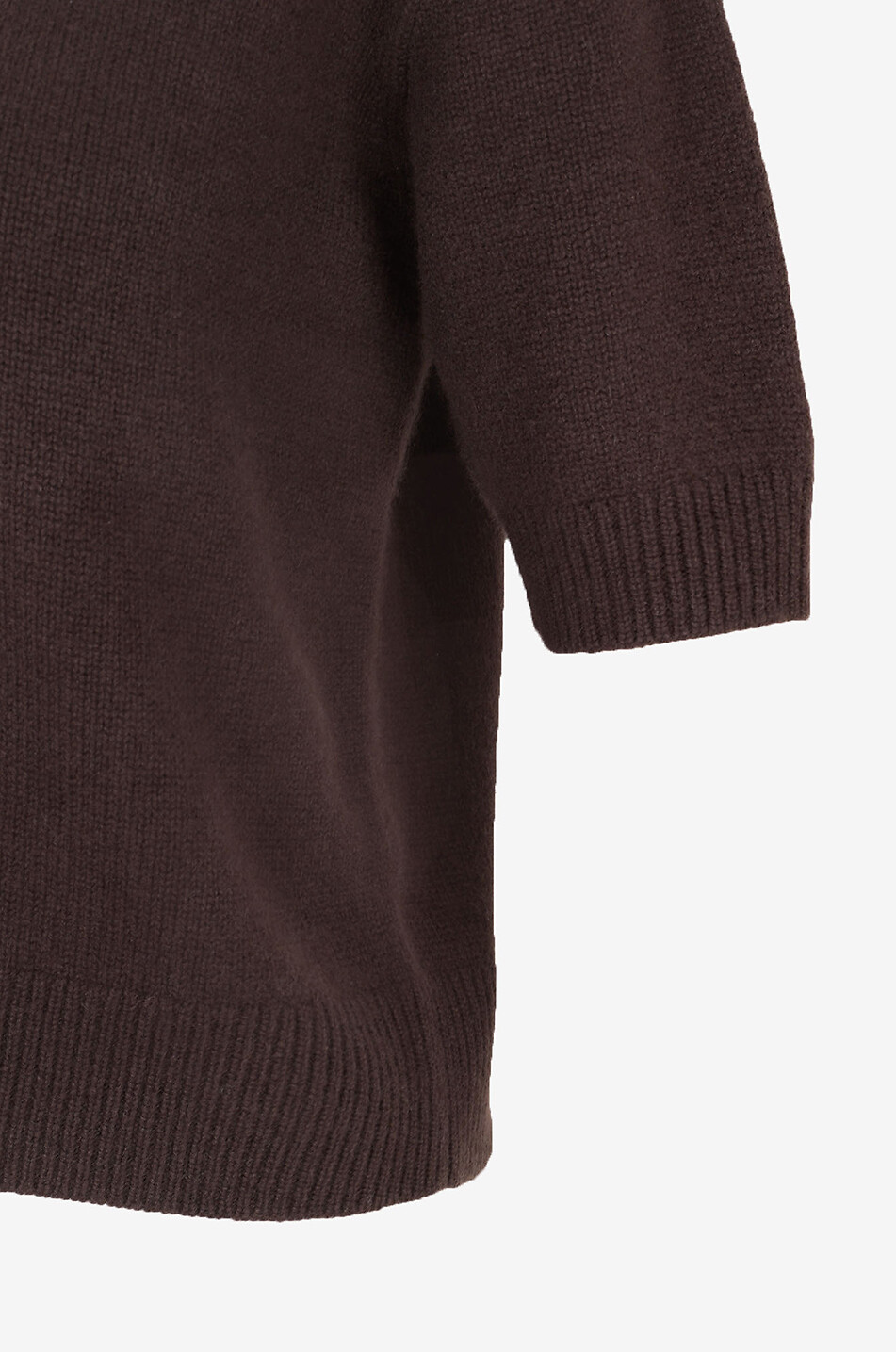THEORY Cropped short-sleeved cashmere jumper Women DARK BROWN 3