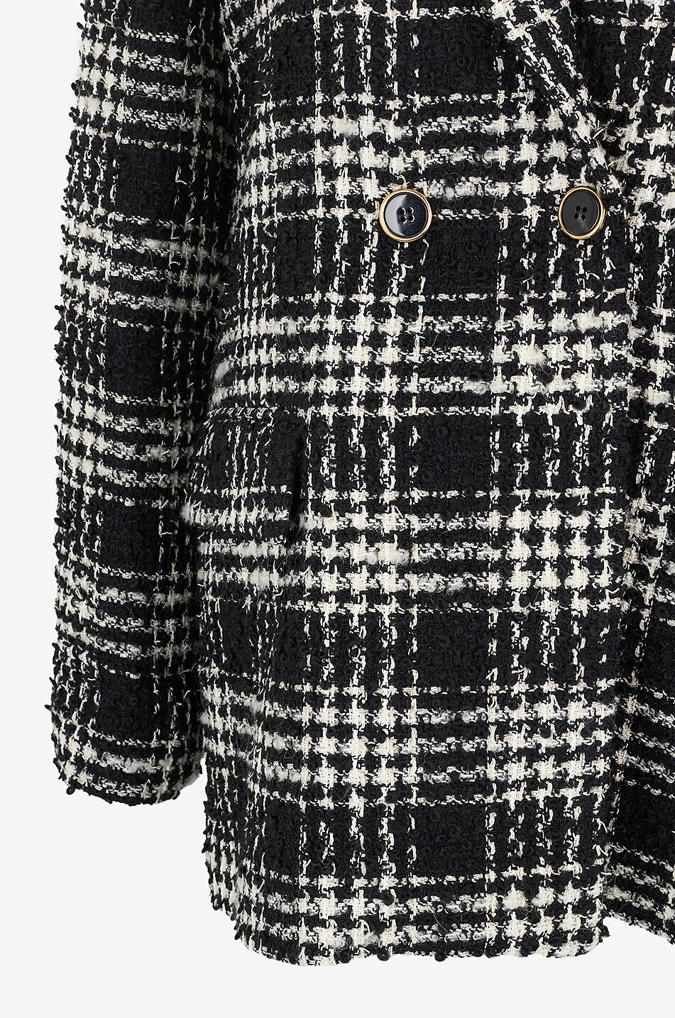 TWINSET Oversized bouclé tweed checked blazer Women BLACK 3