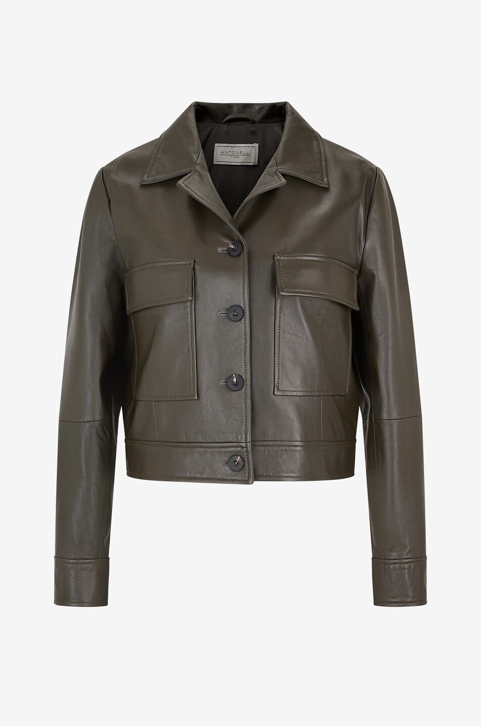 Veste courte en cuir lisse à col revers Gelato