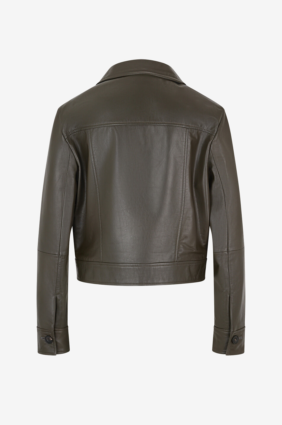 ANTONELLI FIRENZE Veste courte en cuir lisse à col revers Gelato Femme KAKI 2