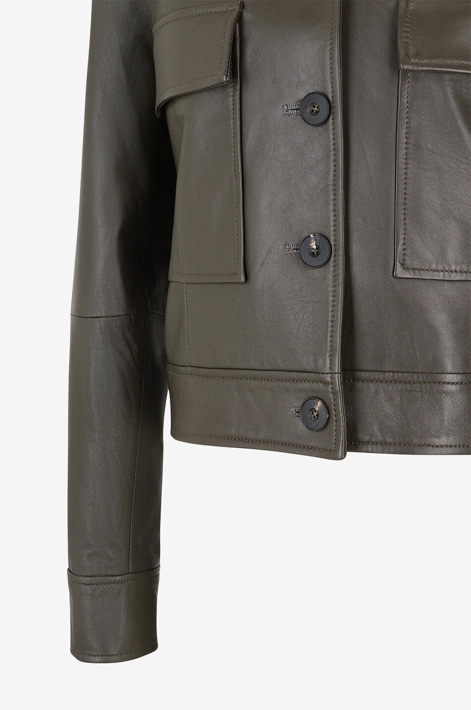 ANTONELLI FIRENZE Veste courte en cuir lisse à col revers Gelato Femme KAKI 3